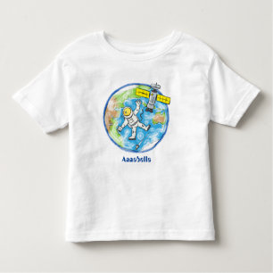 Funny astronaut in space and earth cartoon toddler T-Shirt