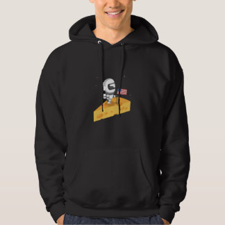 Funny Astronaut Moon Landing Cheese design Space P Hoodie