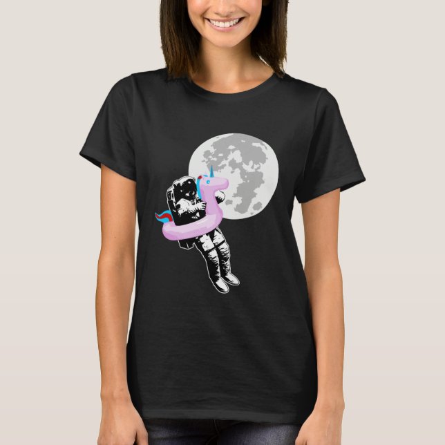 Funny Astronaut Moon Unicorn and Space Themed Desi T-Shirt (Front)