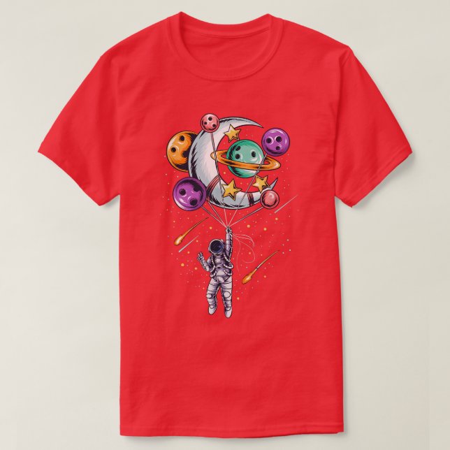 Funny Astronaut Planets Moon With Hand space  T-Shirt (Design Front)