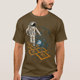 Funny Astronaut Plays One To Nine Squares game in  T-Shirt