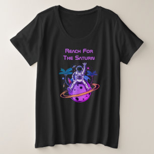 Funny Astronaut Sitting On Saturn Plus Size T-Shirt