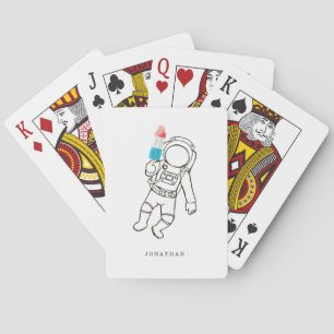Funny Astronaut Space Rocket Popsicle Name - White Playing Cards