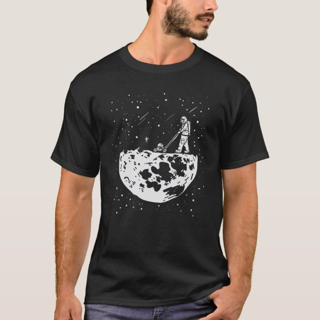 Funny Astronaut Tee Moon Mowing Gardening Spaceman (Front)