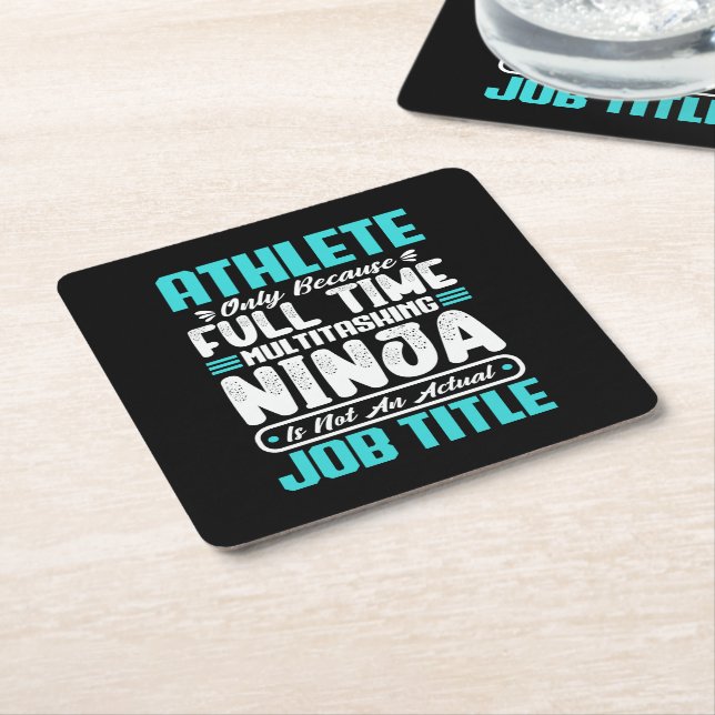 Funny Athlete Multitasker Sport Athletic job Skill Square Paper Coaster (Angled)