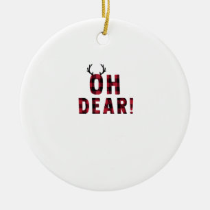 Funny Attitude Oh Dear Plaid Deer Creative Design Ceramic Tree Decoration