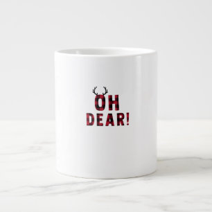 Funny Attitude Oh Dear Plaid Deer Creative Design  Large Coffee Mug