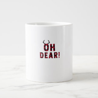 Funny Attitude Oh Dear Plaid Deer Creative Design Large Coffee Mug