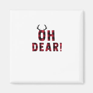 Funny Attitude Oh Dear Plaid Deer Creative Design  Magnet