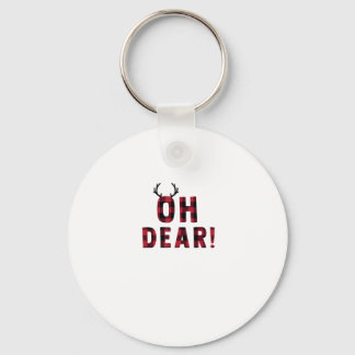 Funny Attitude Oh Dear Plaid Deer CreativeKeychain Key Ring