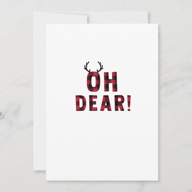 Funny Attitude Oh Dear Plaid DeerFlat Holiday Card (Front)