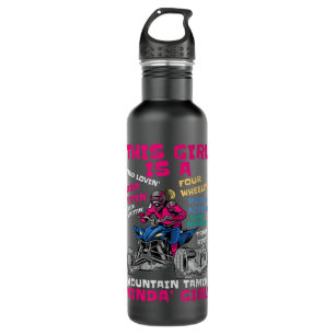 Funny ATV Quad Bike Riding Girl All-Terrain Four W 710 Ml Water Bottle