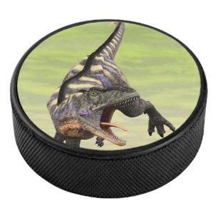 Funny Aucasaurus Roaring Prehistoric Dino Art Hockey Puck