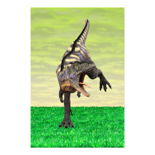 Funny Aucasaurus Roaring Prehistoric Dino Art Photo Print