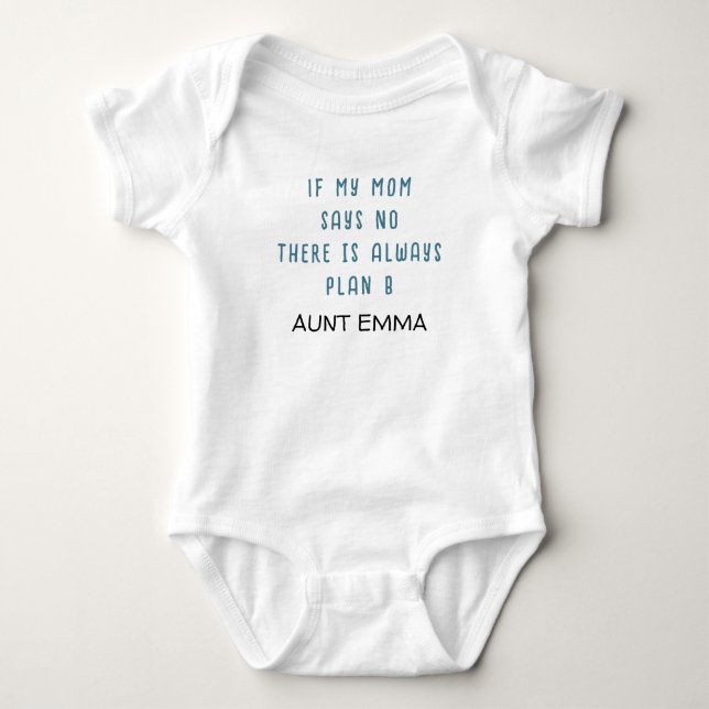 FUNNY AUNT Slogan Custom Name Baby Bodysuit (Front)