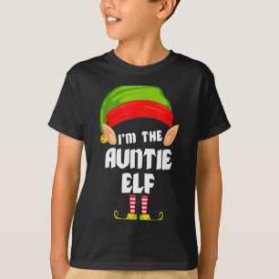 Funny Auntie Elf Matching Family Group Pj Christma T-Shirt