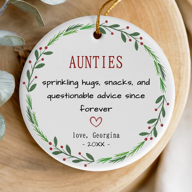 Funny auntie quote personalized keepsake  ceramic tree decoration (Creator Uploaded)