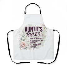 Funny Auntie Rules Floral Watercolor Family Quote