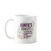 Funny Auntie Rules Floral Watercolor Family Quote