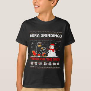 Funny Aura Grinding Christmas Meme Winter Gamer T-Shirt