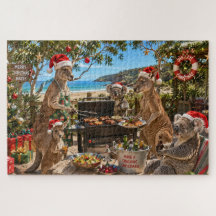 Funny Aussie Christmas Kangaroos BBQ 1000 Piece