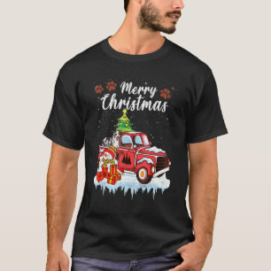 Funny Aussie Dog Red Truck Christmas Snow Xmas Tre T-Shirt