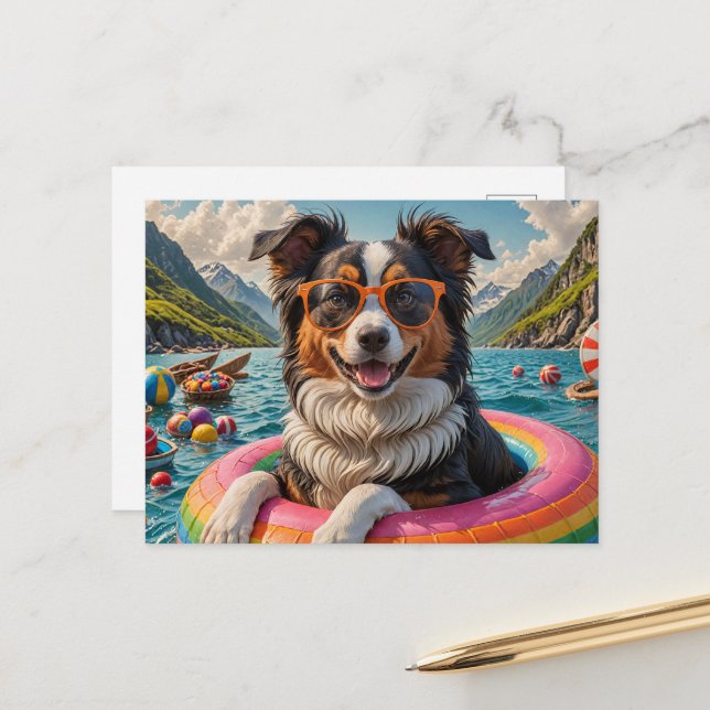 Funny Aussie on a Float Trip Postcard (Front/Back In Situ)