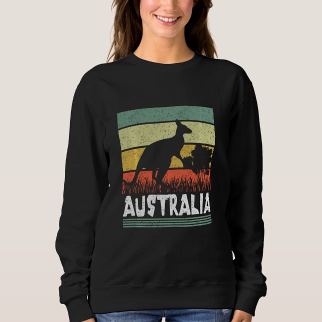Funny Australia Day Funny Australian Kangaroo Vint Sweatshirt (Front)