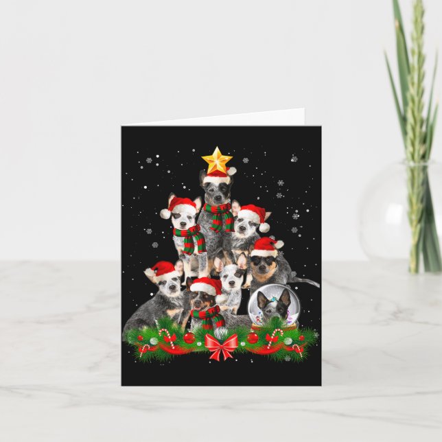 Funny Australian Cattle Dog Dog Christmas Tree - B Card (Front)