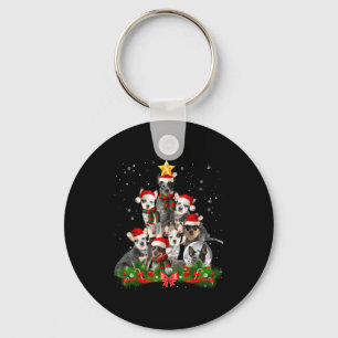 Funny Australian Cattle Dog Dog Christmas Tree - B Key Ring