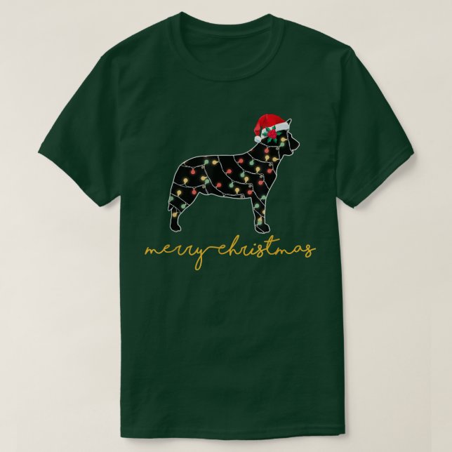 Funny Australian Cattle Dog Tree Christmas Lights  T-Shirt (Design Front)