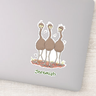 Funny Australian emu trio cartoon illustration