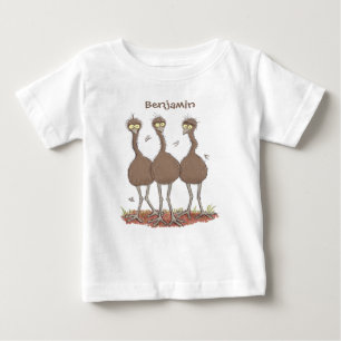 Funny Australian emu trio cartoon illustration Baby T-Shirt
