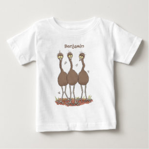 Funny Australian emu trio cartoon illustration Baby T-Shirt