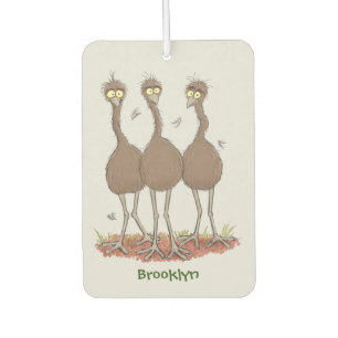 Funny Australian emu trio cartoon illustration Car Air Freshener