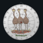 Funny Australian emu trio cartoon illustration Dartboard<br><div class="desc">Funny greetings from the Australian outback featuring 3 happy emus drawn in cute cartoon style. Say G'day mate!</div>