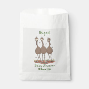 Funny Australian emu trio cartoon illustration Favour Bags