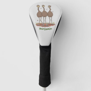 Funny Australian emu trio cartoon illustration Golf Head Cover