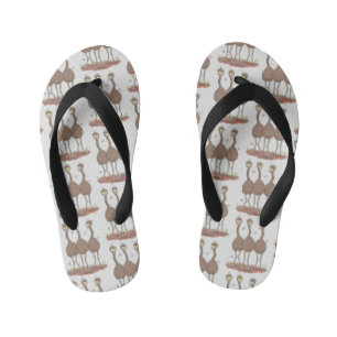 Funny Australian emu trio cartoon illustration Kid's Jandals