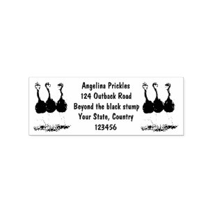 Funny Australian emu trio cartoon illustration Rubber Stamp