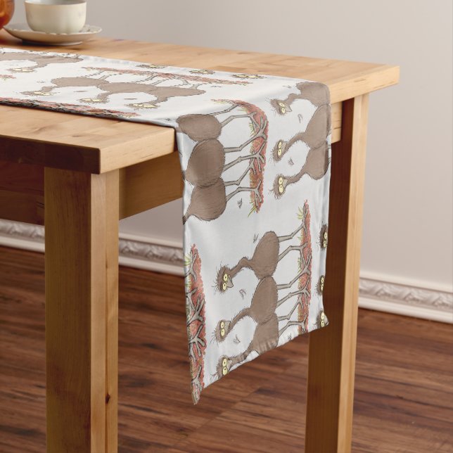 Funny Australian emu trio cartoon illustration Short Table Runner (In Situ)