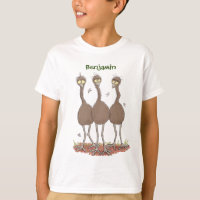 Funny Australian emu trio cartoon illustration