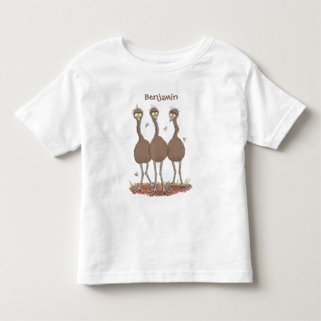 Funny Australian emu trio cartoon illustration Toddler T-Shirt (Front)