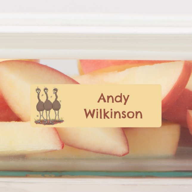 Funny Australian emu trio cartoon personalised  (Affixed)