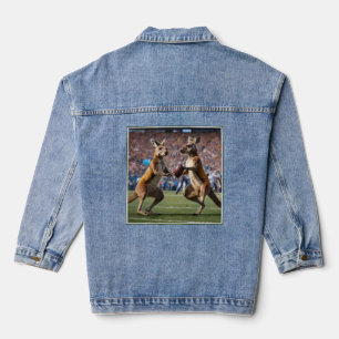 Funny Australian Kangaroos Playing Football, Denim Jacket
