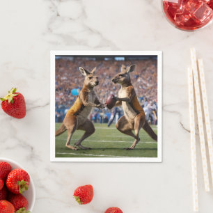 Funny Australian Kangaroos Playing Football, Napkin