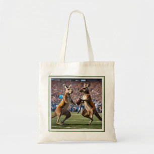 Funny Australian Kangaroos Playing Football, Tote Bag