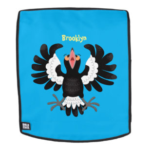 Funny Australian magpie cartoon illustration Backpack