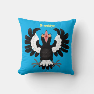 Funny Australian magpie cartoon illustration Cushion