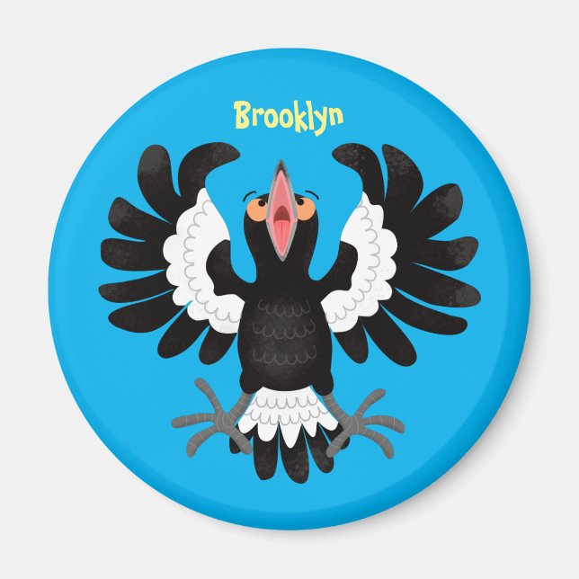 Funny Australian magpie cartoon illustration  Magnet (Front)